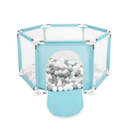 parc bébé hexagonal pliable avec balles plastiques, Mentha: Blanc/ Gris/ Mentha