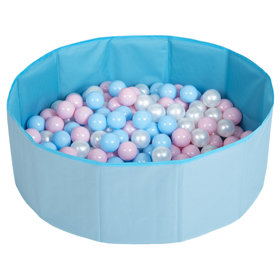 piscine à balles multicolores piscine pliable pour les enfant , Bleu:  Babyblue/ Rose Poudré/ Perle