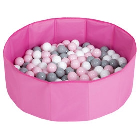 piscine à balles multicolores piscine pliable pour les enfant , Rose:  Blanc/ Gris/ Rose Poudré 