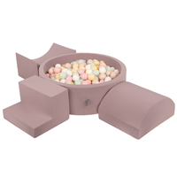KiddyMoon Aire De Jeux en Mousse avec Rond Piscine à Balles pour Enfants, bruyère: beige pastel/jaune pastel/blanc/menthe/rose poudré, Piscine (200 Balles) + Version 6