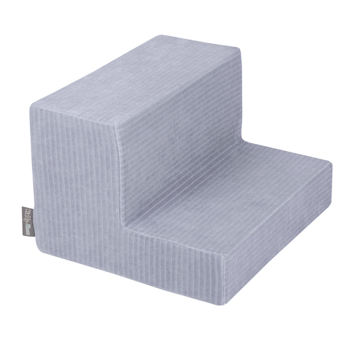 KiddyMoon Parcours Motricité En Mousse Avec Balles Enfants Favorise Créativité, Gris foncé : perle/gris/transparent/babyblue, Piscine (100 Balles) + Marches