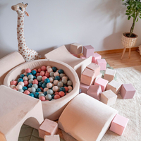 KiddyMoon Velours Piscine à Balles ∅7Cm pour Bébé Rond Fabriqué en EU, beige sableux: brun/cuivre/beige pastel/saumon, 90x30cm/300 Balles