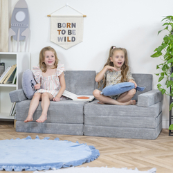 KiddyMoon Canapé Pliant pour Enfants, Canapé Convertible pour Chambre et Salle de Jeux, Matelas au Sol, Mini-Canapé, gris foncé, Canapés avec 2 Oreillers