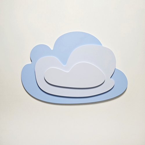 Déco murale KiddyMoon Relief 3D décoration en bois contreplaqué, nuage : bleu/gris, UNI