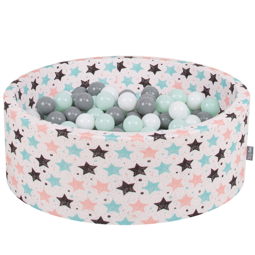KiddyMoon Piscine à Balles ∅ 7Cm pour Bébé Rond Fabriqué En UE, beige clair, 90x30cm/200 Balles