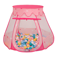 Tente Château Pour Enfants Tente de Jeu Avec Balles Colorées Jouet Cabane Pop-up Château Facile À Monter Maison de Jeu Pour Intérieur et Extérieur, rose:blanc/jaune/babyblue/rose poudré/turquoise, 105x90cm/600 balles