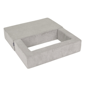 KiddyMoon Canapé en Mousse pour Enfants avec Balles Pour chambre d'enfant Léger Modulable Confortable Housse Amovible Parfait pour Jouer Lire et Se Détendre, gris clair: beige pastel/gris/blanc/noir, Canapé + 100 Balles