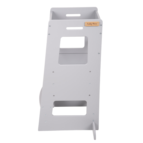 KiddyMoon Tour D'Apprentissage/D'Observation Montessori pour Enfant en Bois 3 Hauteurs Réglables Pieds Anti-Bascule, Gris, 91,5x39,3x49,4
