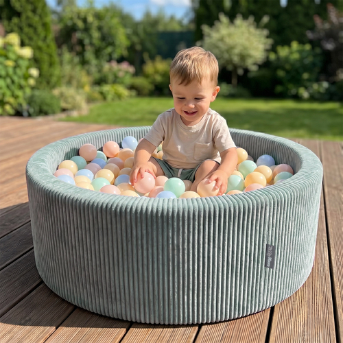 KiddyMoon Piscine Bébé 90 X 30 Cm Avec 200 Balles, Piscine À Balles Pour Bébé Et Enfant, Piscine Enfant En Mousse Douce, Housse Côtelée Lavable, Vert: Bleu past/Jaune past/Blanc/Menthe/Rose pdr, 90x30cm/200 Balles