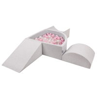 KiddyMoon Aire De Jeux en Mousse avec Quart Angulaire Piscine À Balles pour Bébé, gris clair: rose poudré/perle/transparent, Piscine (300 Balles) + Version 4