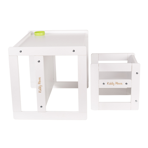KiddyMoon Table Et Chaise pour Enfants Petit Bureau TC-002, blanc, Table: 61x44x44 cm/Chaise: 30x30x30 cm