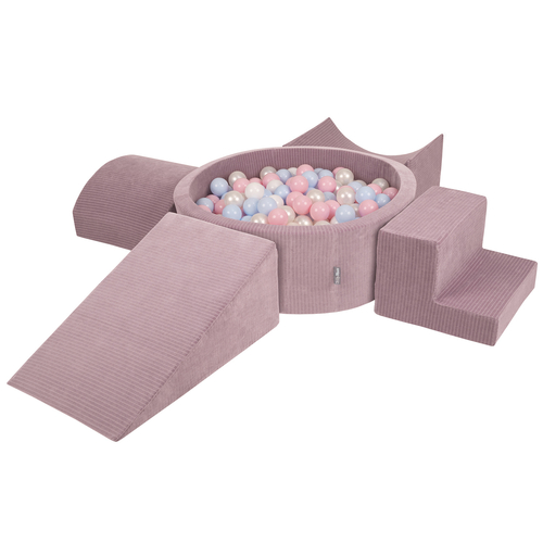 KiddyMoon Parcours Motricité En Mousse Avec Balles Enfants Favorise Créativité, Violet : bleu pastel/perle/rose poudré/blanc, Piscine (200 Balles) + Version 5