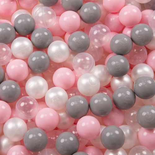 3en1 Tente de Jeux avec Tunnel Piscine à Boules avec Balles pour Enfants, Multicolore:perle/gris/transparent/rose poudré, 200 balles