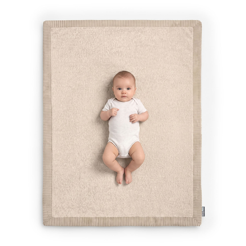 KiddyMoon Tapis de jeu doux pour enfant, antidérapant, rectangulaire, beige