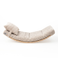 KiddyMoon Planche D'équilibre en Bois Enfant Avec Matelas et Oreiller Balance Board, naturel/beige, Planche D'équilibre/Matelas/Oreiller