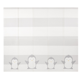 KiddyMoon Tapis de Jeu pour Enfant Bébé Tapis Mousse Tapis de Sol Tapis d'éveilBebe Reversible Stimulation De L'Imagination Pliable Pour L'Intérieur Et L'Extérieur, blanc-pingouin, 180x200x1cm