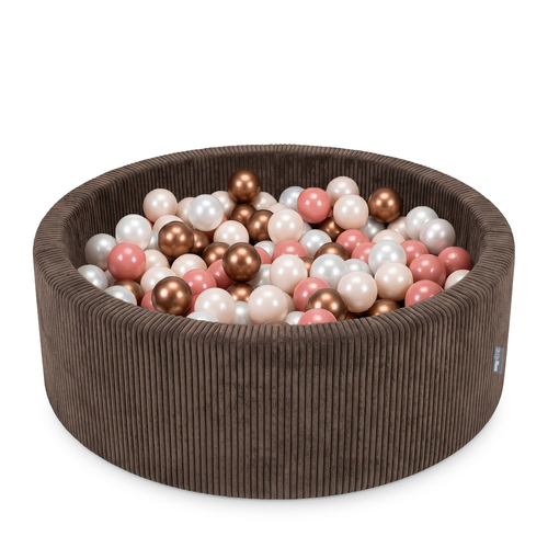 KiddyMoon Piscine Bébé, Piscine À Balles Pour Bébé Et Enfant, Piscine Enfant En Mousse Douce, Housse Côtelée Lavable, Marron: Beige pastel/Cuivre/Perle/Saumon, 90x30cm/200 Balles