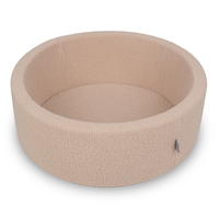 KiddyMoon Piscine à Balles Boules 7 cm pour un Remplissage plus Généreux Pour Bébés au Housse Teddy, Convient dès 8 Mois, beige, 90x30cm/SANS balles