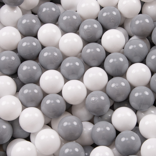 KiddyMoon Balles Colorées Plastique ∅7cm pour Piscine Enfant Bébé Fabriqué en EU, blanc/gris, 300 Balles/7cm