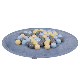 KiddyMoon tapis d'éveil sac à jouets 2en1 pour enfants, bleu glacier:bleu pastel/jaune pastel/gris, XL/50 balles