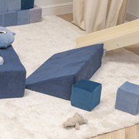 KiddyMoon Pente en Mousse pour Enfants Léger Confortable Modulable Parfait pour la chambre d'enfant Housse Amovible Idéal pour Jouer et Stimuler la Créativité, bleu foncé, Pente