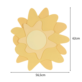 Déco murale KiddyMoon Relief 3D décoration en bois contreplaqué, soleil : jaune, UNI