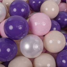 KiddyMoon Balles Colorées Plastique ∅7cm pour Piscine Enfant Bébé Fabriqué en EU, beige pastel/rose poudré/perle/violet, 100 Balles/7cm