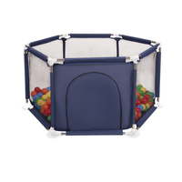 parc bébé hexagonal pliable avec balles plastiques, Bleu:jaune/vert/bleu/rouge/orange, 400 balles