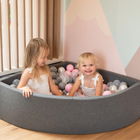 KiddyMoon Piscine à Balles ∅ 7Cm pour Bébé Rond Fabriqué En UE, gris foncé:perle/gris/rose, 90x30cm/200 balles