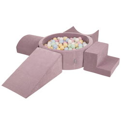 KiddyMoon Parcours Motricité En Mousse Avec Balles Enfants Favorise Créativité, Violet : bleu pastel/jaune pastel/blanc/menthe/rose poudré, Piscine (200 Balles) + Version 5