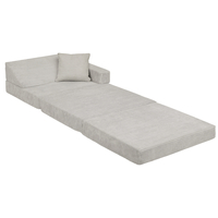 KiddyMoon Fauteuil Enfant Convertible en Mousse, Fauteuil pour Enfants Chaise pour Chambre d'Enfants Matelas Pliable Matelas Fauteuil Relax Fauteuil Douillet, gris clair, Fauteuil avec Oreiller