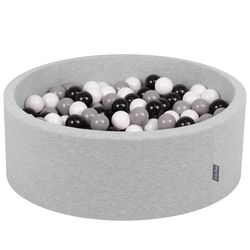 KiddyMoon Piscine à Balles ∅ 7Cm pour Bébé Rond Fabriqué En UE, gris clair:blanc/noir/gris, 90x30cm/200 balles