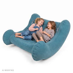 KiddyMoon Fauteuil Sensoriel Gonflable À Bascule Enfant Avec Poignées Et Pompe, bleu clair, L