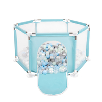 parc bébé hexagonal pliable avec balles plastiques, Mentha:perle/gris/transparent/babyblue/mentha, 900 balles