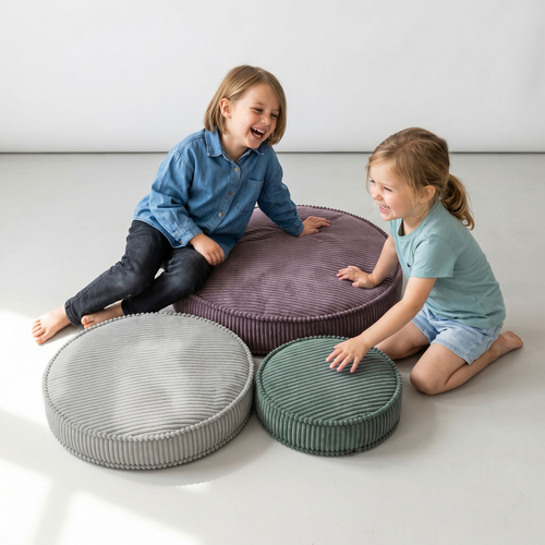 KiddyMoon Ensemble 3 Modules en Mousse pour Enfants pour Chambre D'enfant, zielony-jasnoszary-fioletowy
