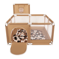 parc bébé avec balles plastiques aire de jeu pliable basket, beige : beige pastel/cuivre/blanc/noir, 200 balles