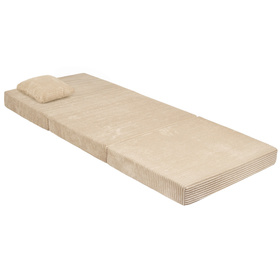 KiddyMoon Matelas Enfant Pliable en Mousse Matelas Pouf pour Tout-Petits, Chambre d'Enfant, beige, Matelas avec Oreiller