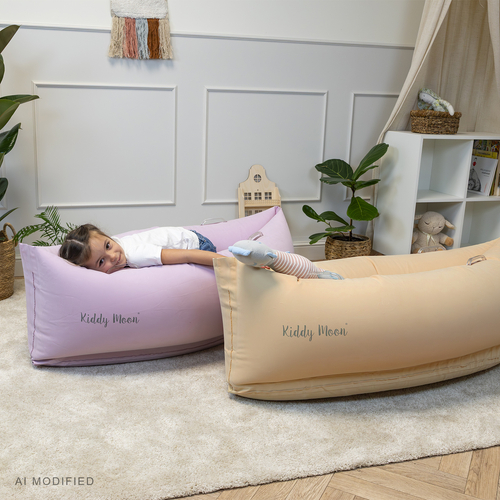 KiddyMoon Gonflable Fauteuil Sensoriel Enfant Avec Poignées Et Pompe, rose, M