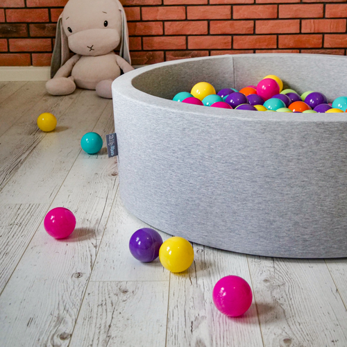 KiddyMoon Piscine à Balles ∅ 7Cm pour Bébé Rond Fabriqué En UE, flamant rose: rose/rose poudré/noir, 90x30cm/200 balles