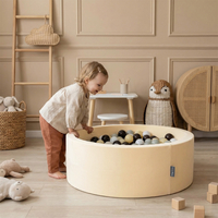 KiddyMoon Piscine À Balles ∅ 7Cm pour Bébé Rond Fabriqué en UE, beurré: turquoise foncé/bleu pastel/jaune pastel/blanc, 90x30cm/200 Balles