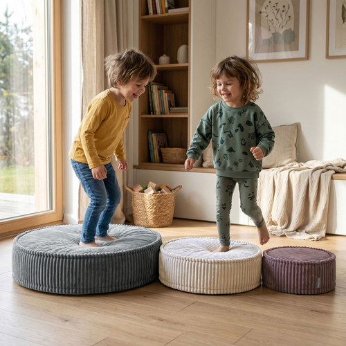 KiddyMoon Ensemble 3 Modules en Mousse pour Enfants pour Chambre D'enfant, fioletowy-beżowy-ciemnoszary
