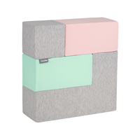 KiddyMoon blocs mous pour bébé cubes de construction en mousse, mix: gris clair/girs foncé/rose/menthe, 9 Pieces