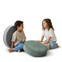 KiddyMoon Ensemble 3 Modules en Mousse pour Enfants pour Chambre D'enfant, vert-beige-gris foncé, Lx3