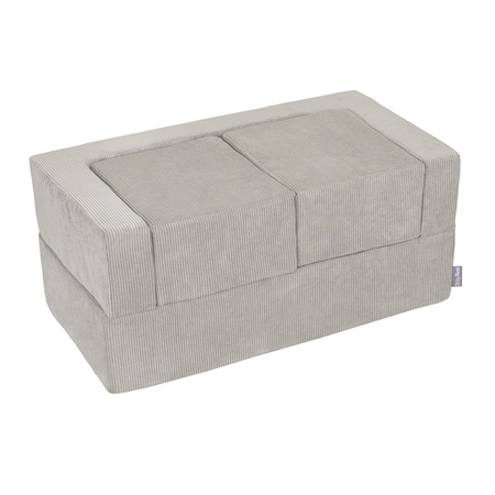 KiddyMoon Canapé en Mousse pour Enfants avec Deux Poufs Pour chambre d'enfant Léger Confortable Polyvalent Housse Amovible Design Moderne Parfait pour Jouer, gris clair, Canapé/Pouf