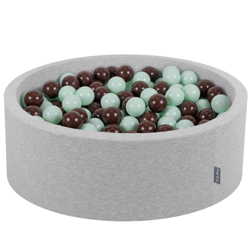 KiddyMoon Piscine à Balles ∅ 7Cm pour Bébé Rond Fabriqué En UE, gris clair, 90x30cm/200 Balles