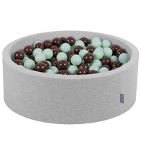 KiddyMoon Piscine à Balles ∅ 7Cm pour Bébé Rond Fabriqué En UE, gris clair, 90x30cm/200 Balles