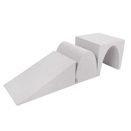 KiddyMoon Aire De Jeux en Mousse avec Rond Piscine à Balles pour Enfants, gris clair: gris/blanc/turquoise, Piscine (300 Balles) + Version 2