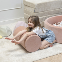 KiddyMoon Aire De Jeux En Mousse Modulable Pour Enfants Avec Housses Amovibles Résistantes Et Matériaux Doux Favorisant Imagination Et Créativité, rose des sables, Rouleau