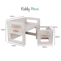 KiddyMoon Table et Chaise pour Enfants Petit Bureau, Blanc, Table: 61x44x44 cm/Chaise: 30x30x30 cm