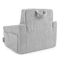 KiddyMoon Fauteuil Pliable pour Enfant en Mousse Canapé Convertible 2 en 1, gris clair, UNI